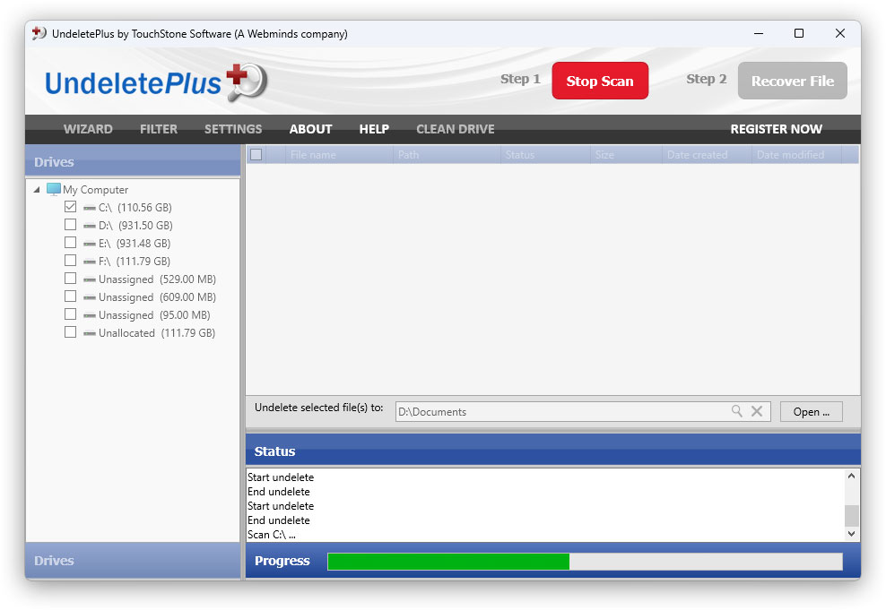 UndeletePlus screenshot