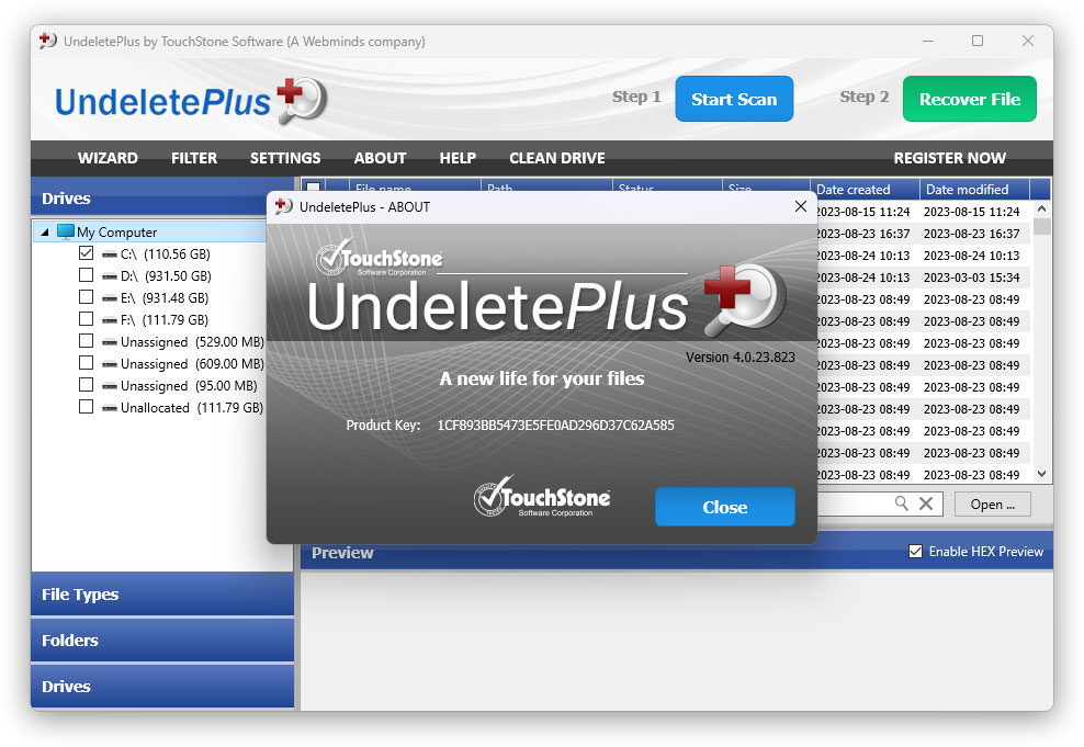 TouchStoneSoftware UndeletePlus Filters